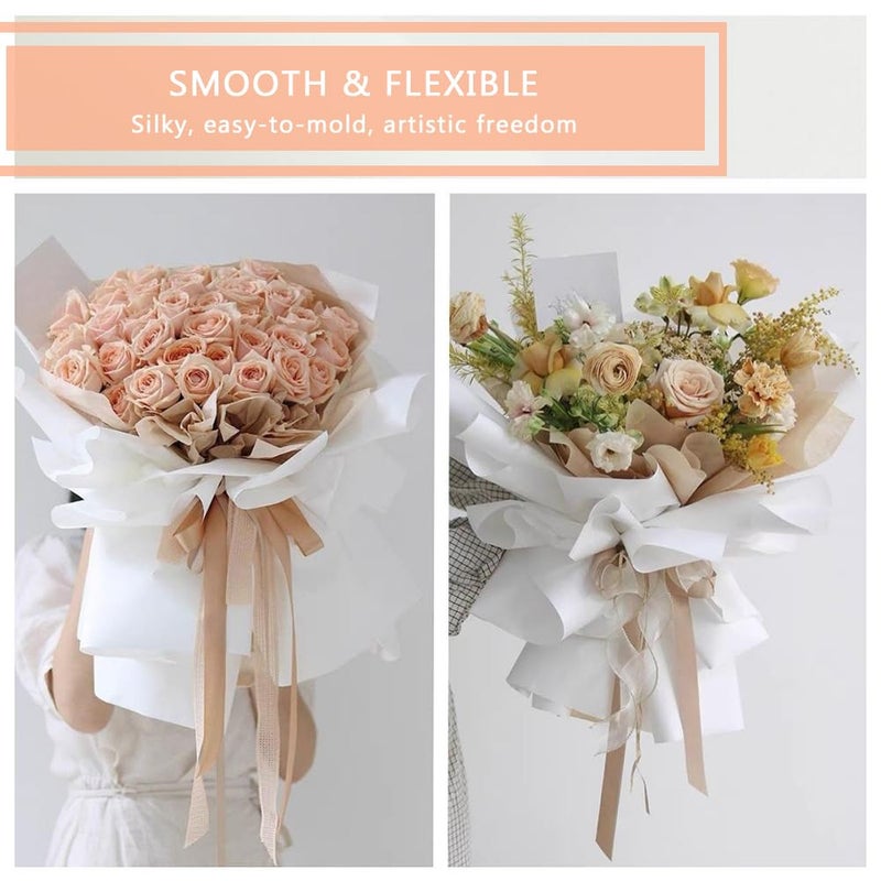 BBJ WRAPS White Flower Wrapping Paper, Waterproof Floral Bouquet Wrapping Paper Korean Florist Packaging Supplies 20 Counts (white) - Image 5